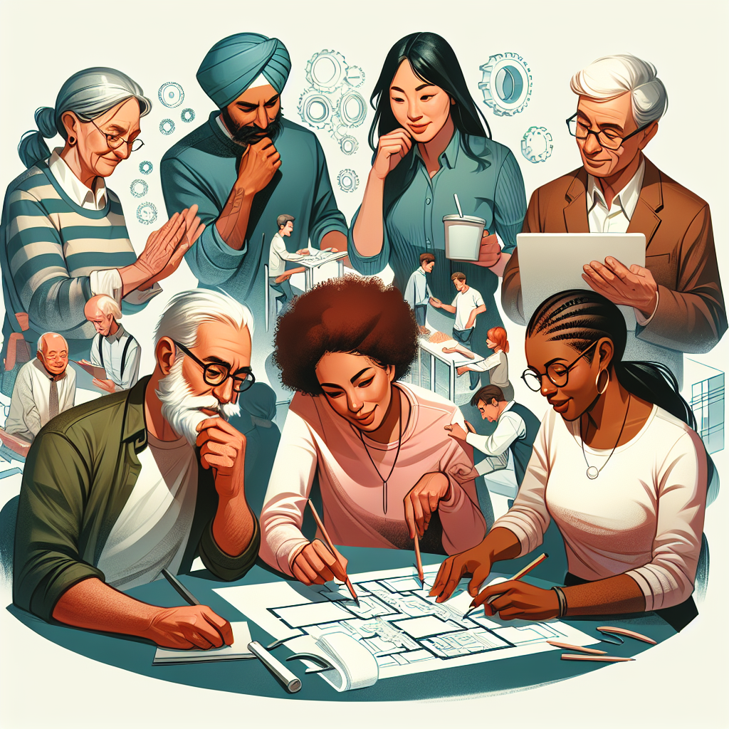 different ethnicities of people creating together in the same room